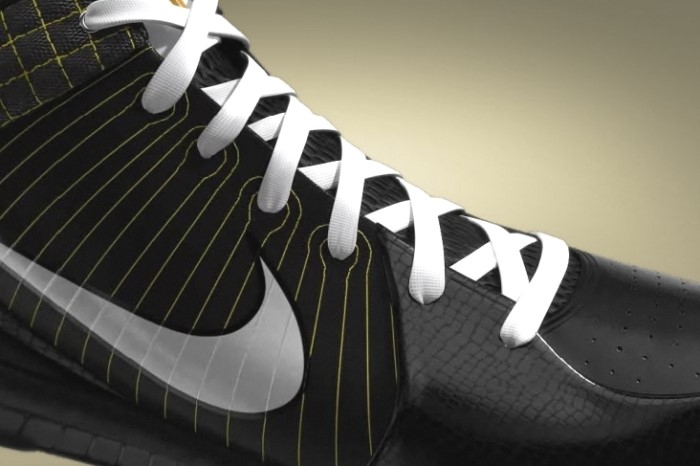 Kobe Bryant Nike Zoom Kobe IV (4), Black and White Edition with colors black, white and yellow. Picture 12
