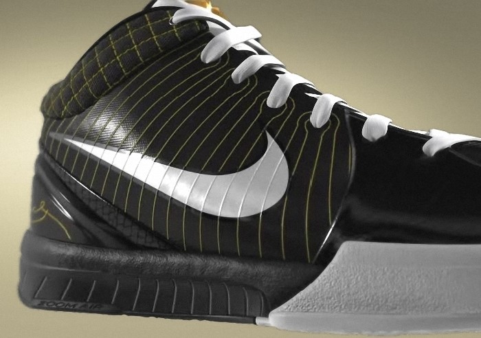 Kobe Bryant Nike Zoom Kobe IV (4), Black and White Edition with colors black, white and yellow. Picture 27