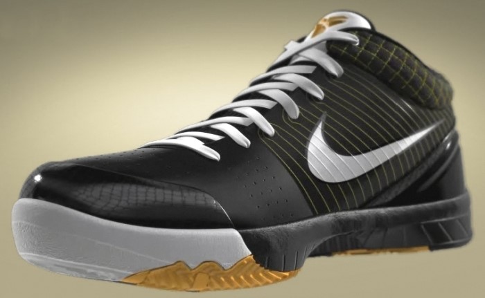 Kobe Bryant Nike Zoom Kobe IV (4), Black and White Edition with colors black, white and yellow. Picture 33