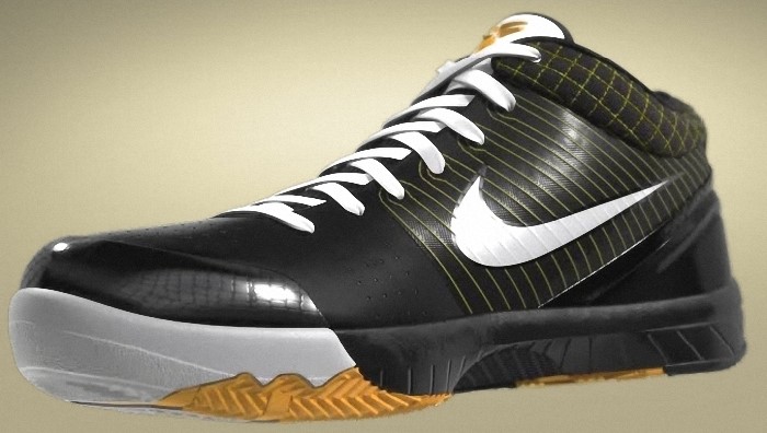 Kobe Bryant Nike Zoom Kobe IV (4), Black and White Edition with colors black, white and yellow. Picture 05