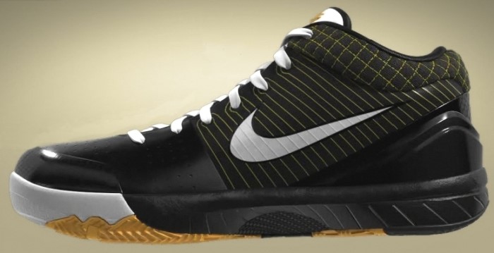 Kobe Bryant Nike Zoom Kobe IV (4), Black and White Edition with colors black, white and yellow. Picture 06