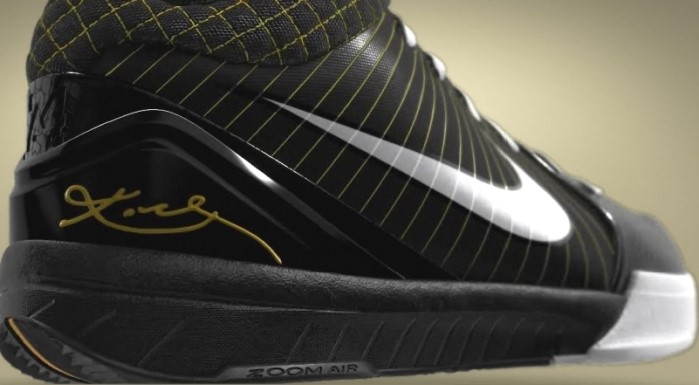 Kobe Bryant Nike Zoom Kobe IV (4), Black and White Edition with colors black, white and yellow. Picture 19