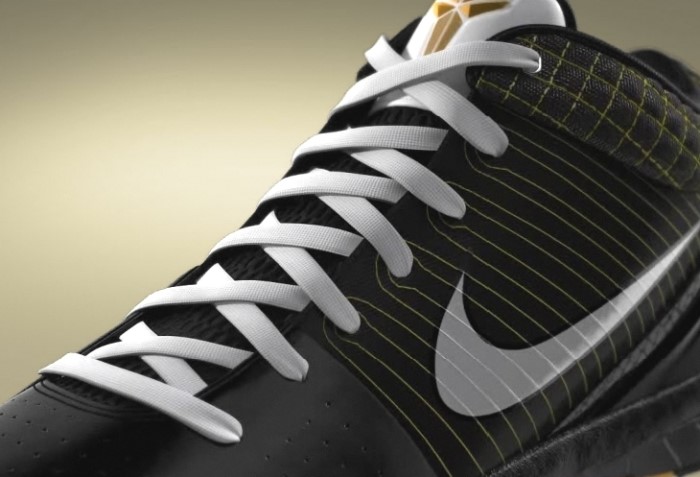 Kobe Bryant Nike Zoom Kobe IV (4), Black and White Edition with colors black, white and yellow. Picture 24