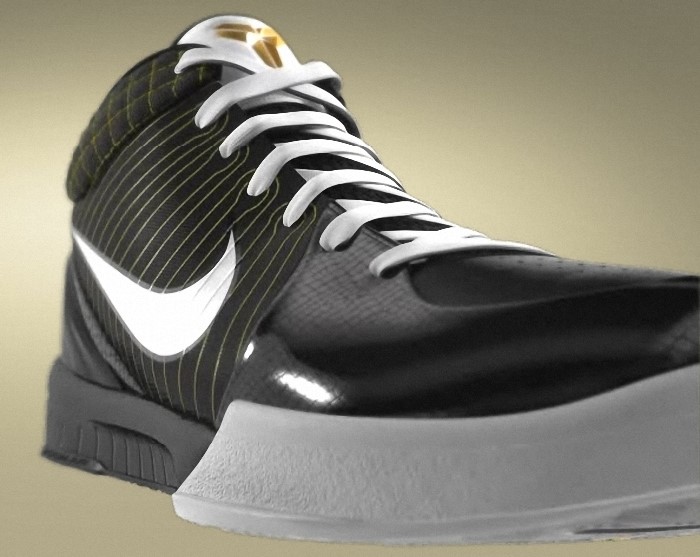 Kobe Bryant Nike Zoom Kobe IV (4), Black and White Edition with colors black, white and yellow. Picture 28