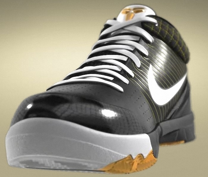 Kobe Bryant Nike Zoom Kobe IV (4), Black and White Edition with colors black, white and yellow. Picture 31