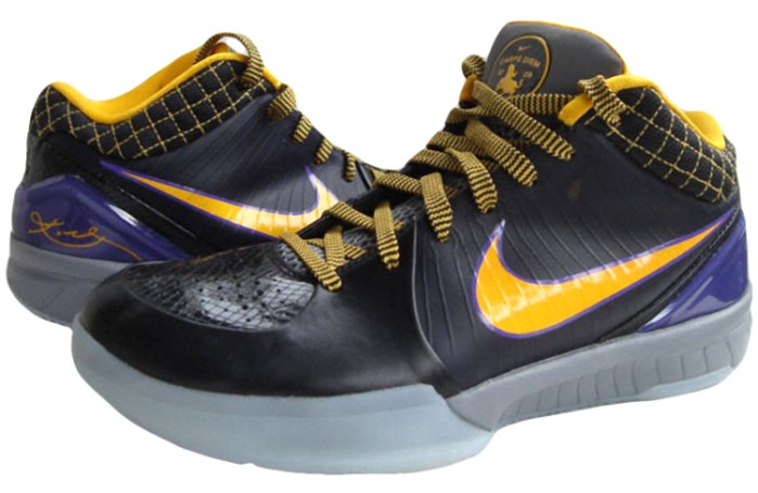 Kobe Bryant Nike Zoom Kobe IV (4), Los Angeles Lakers Edition with colors black, purple, yellow and grey