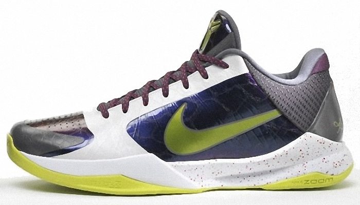 Kobe Bryant Nike Zoom Kobe V (5), Chaos Edition (Christmas Day) with colors bright yellow, black and white. Picture 03