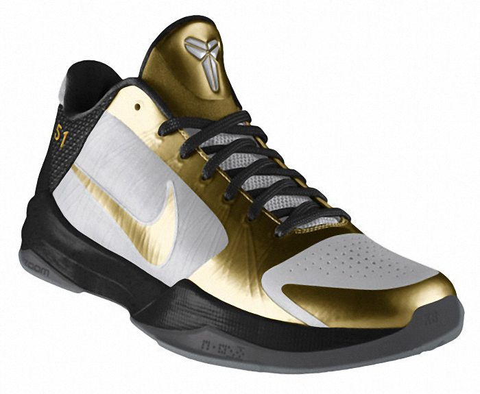 Kobe Bryant Nike Zoom Kobe V (5), Nike id 2010 Edition with colors black, golden and white. Picture 08