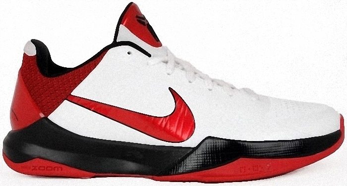 Kobe Bryant Nike Zoom Kobe V (5), Red and White Edition with colors white, red and black. Picture 02