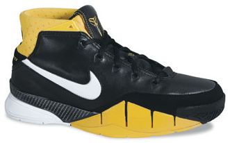 Kobe Bryant First Nike Signature Shoes, the Zoom Kobe I Basketball Sneakers (black and yellow)